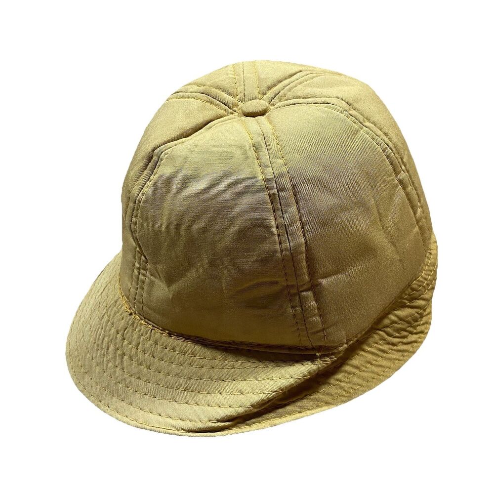 Vtg 40s 50s Tan Canvas Hunting Cap 6 7/8 Quilted Brim Workwear Hat USA